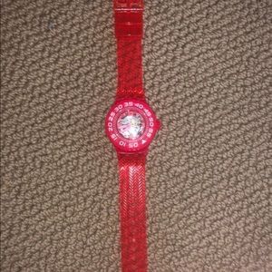 red deep berry blue SWATCH with dial